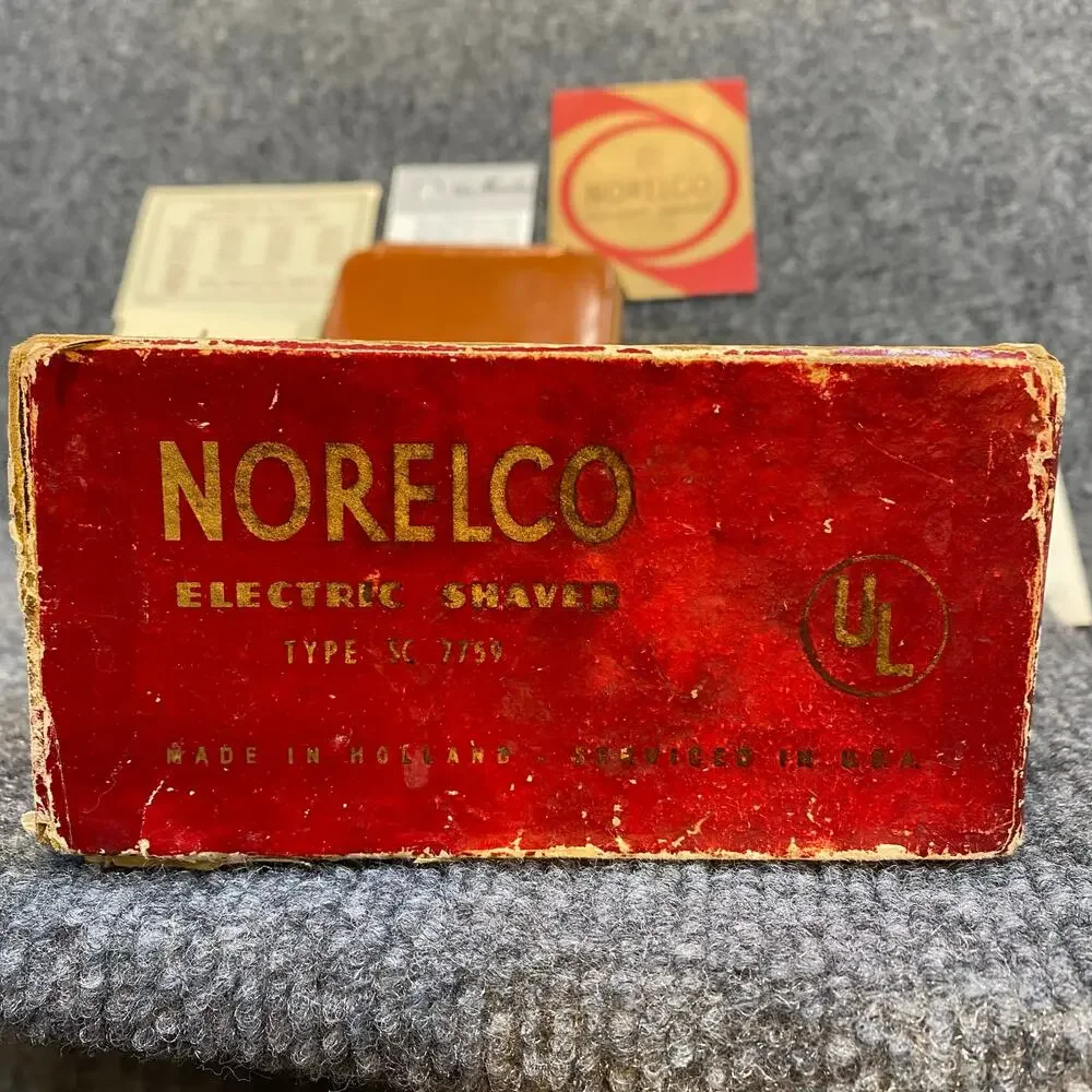 Vintage 1950s Mens Norelco Electric Shaver Type SC 7759 Original Case Box works